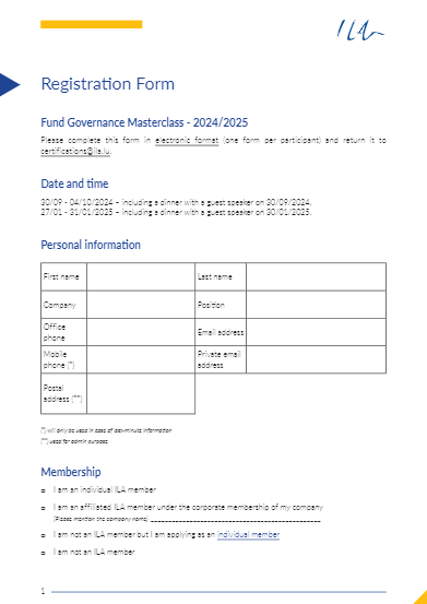 Fund Governance Masterclass - Form 2024/2025