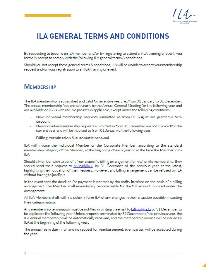 ILA Terms & Conditions