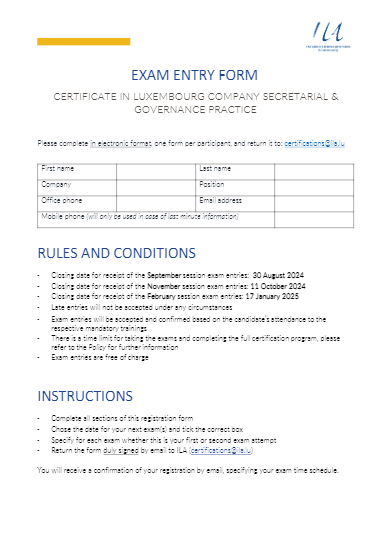 CGO Certificate Exam Entry Form 2024-2025